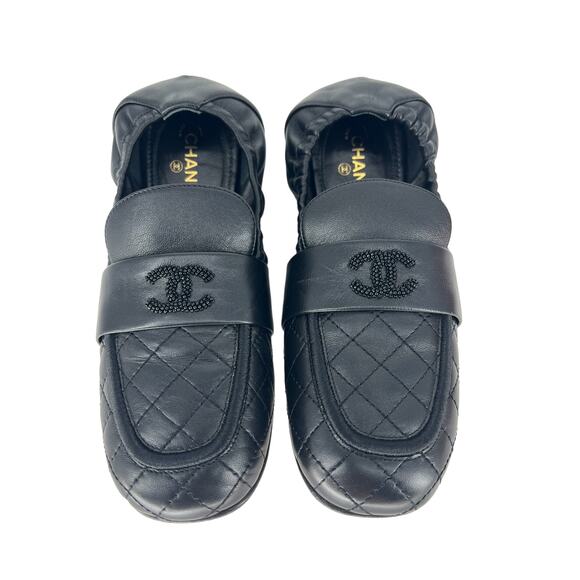 Chanel 2019 Lambskin Quilted Elastic CC Moccasin Loafers - Picture 8 of 16